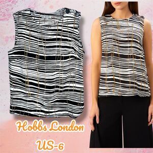 Hobbs London Black, White & Brown Classic Sleeveless Top UK 10  USA 6 SEE NOTE